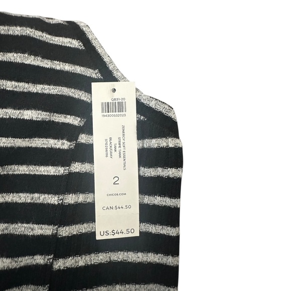 Zenergy by Chico's Soft Essentials Stripe Tank Black/Gray Size 12 - Picture 6 of 6